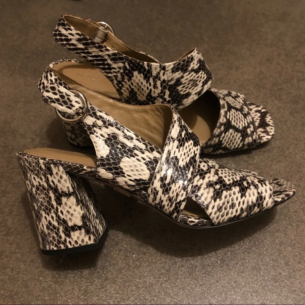 Michael kors collection real genuine snakeskin leather block heels 40 9 9.5 10 - Picture 4 of 12